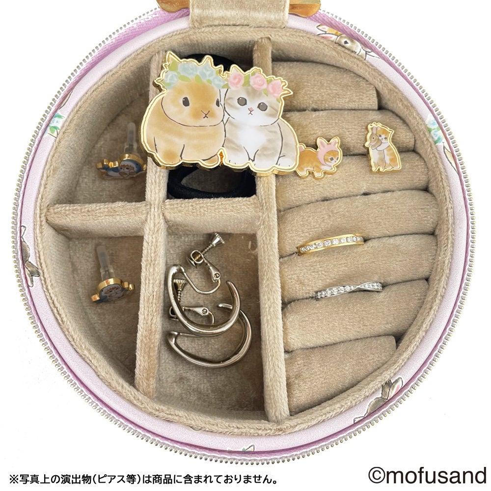 もふもふにゃんこのイラストシリーズ『mofusand』ゴールドを基調とした上品なアクセサリーシリーズ3種9アイテム2023年8月4日（金）より発売のサブ画像11_アクセサリーケース〈 B うさ×にゃん 〉