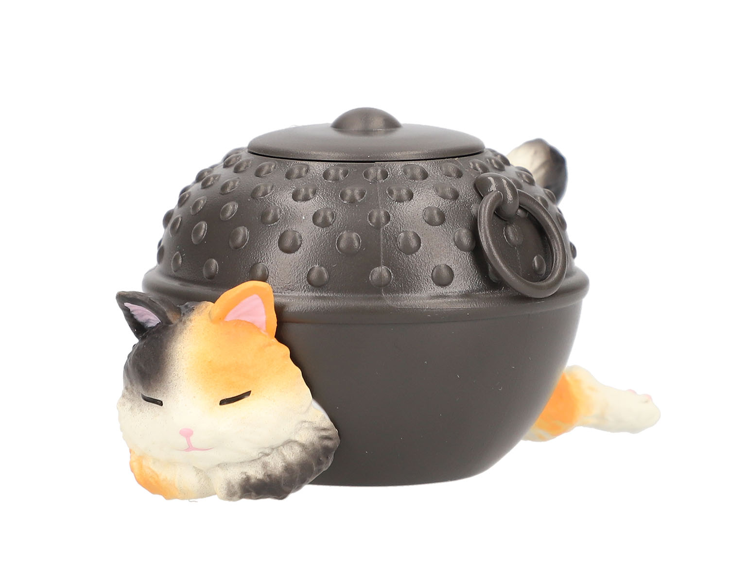 茶釜の中にはたぬきさんときつねさんとねこさんが！カプセルトイ「ぶんぶくちゃがま」が全国のカプセルトイ自販機にて2024年3月下旬より順次発売のサブ画像5_横からねこさん