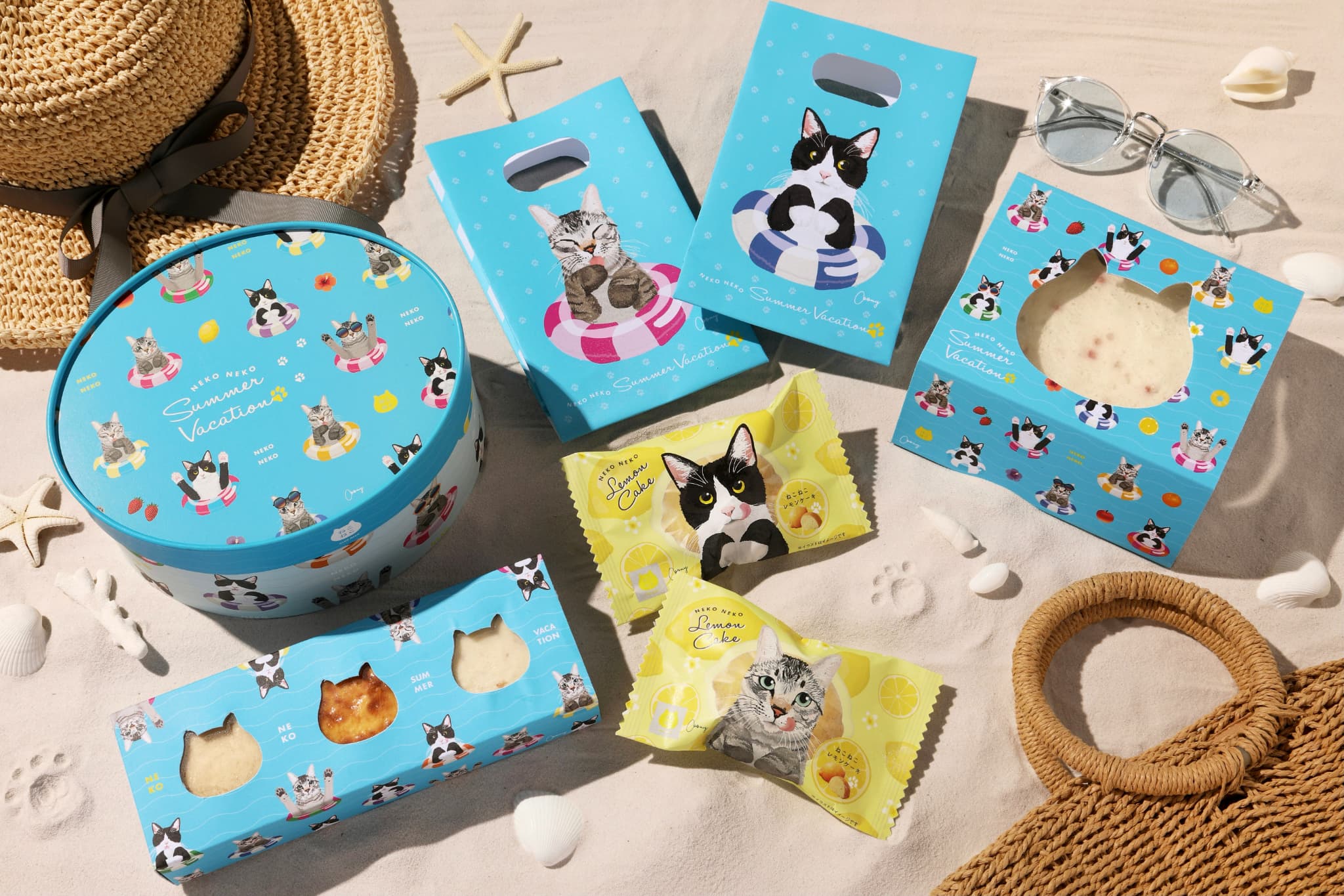 NEKO NEKO Summer Vacation（ねこねこサマーバケーション）第一弾！ “にゃん”ごく気分な新デザイン！夏にぴったりな「ねこねこレモンケーキ」や「ねこねこランチ保冷バッグ」が新発売のサブ画像1