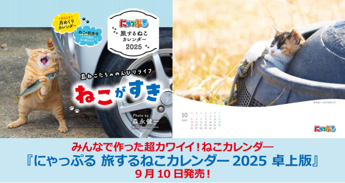 インスタでも大人気のねこ写真家森永健一さんが撮影を担当！『にゃっぷる 旅するねこカレンダー2025 卓上版』9／10発売のメイン画像